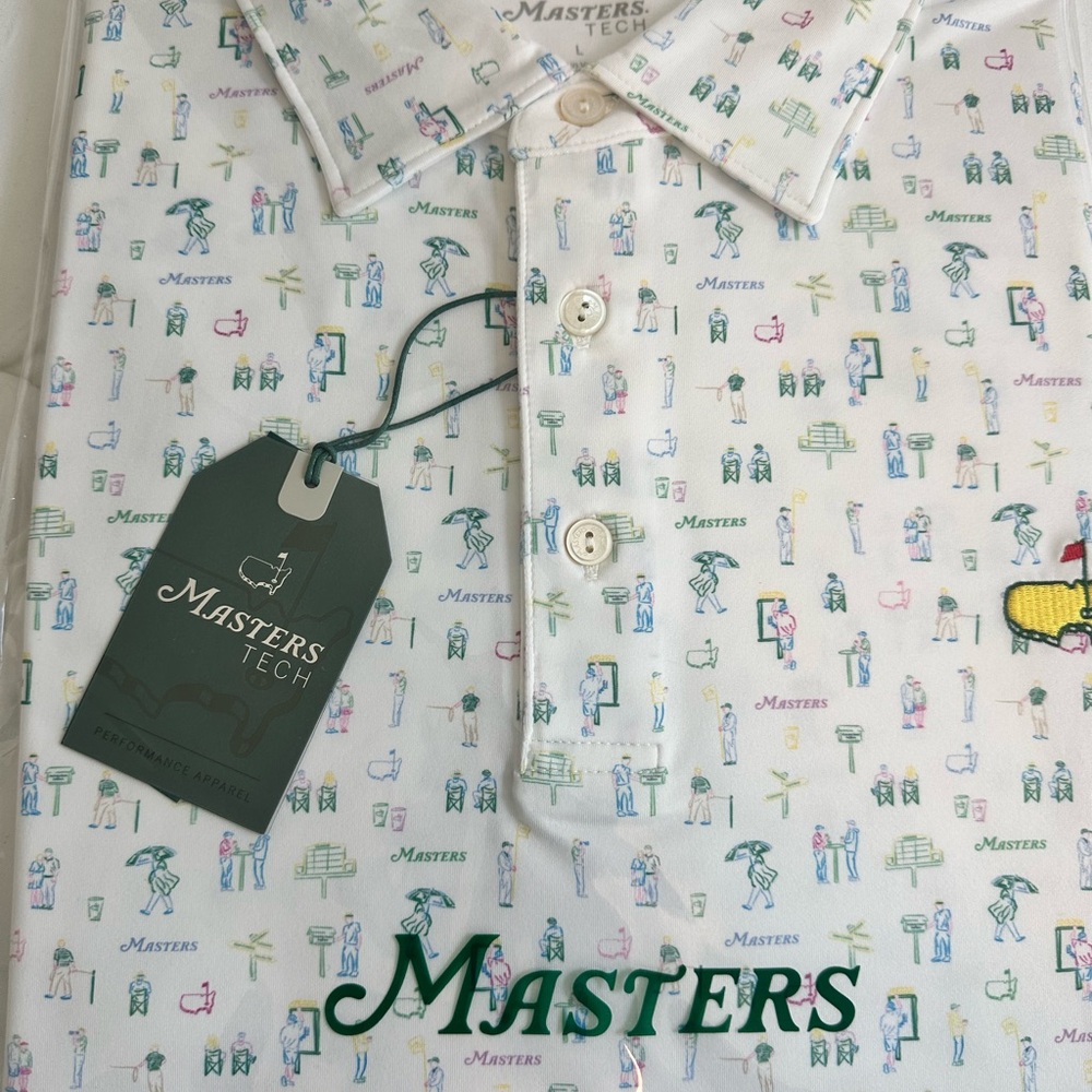 Masters White Casual Button Down Shirt with Golf Print